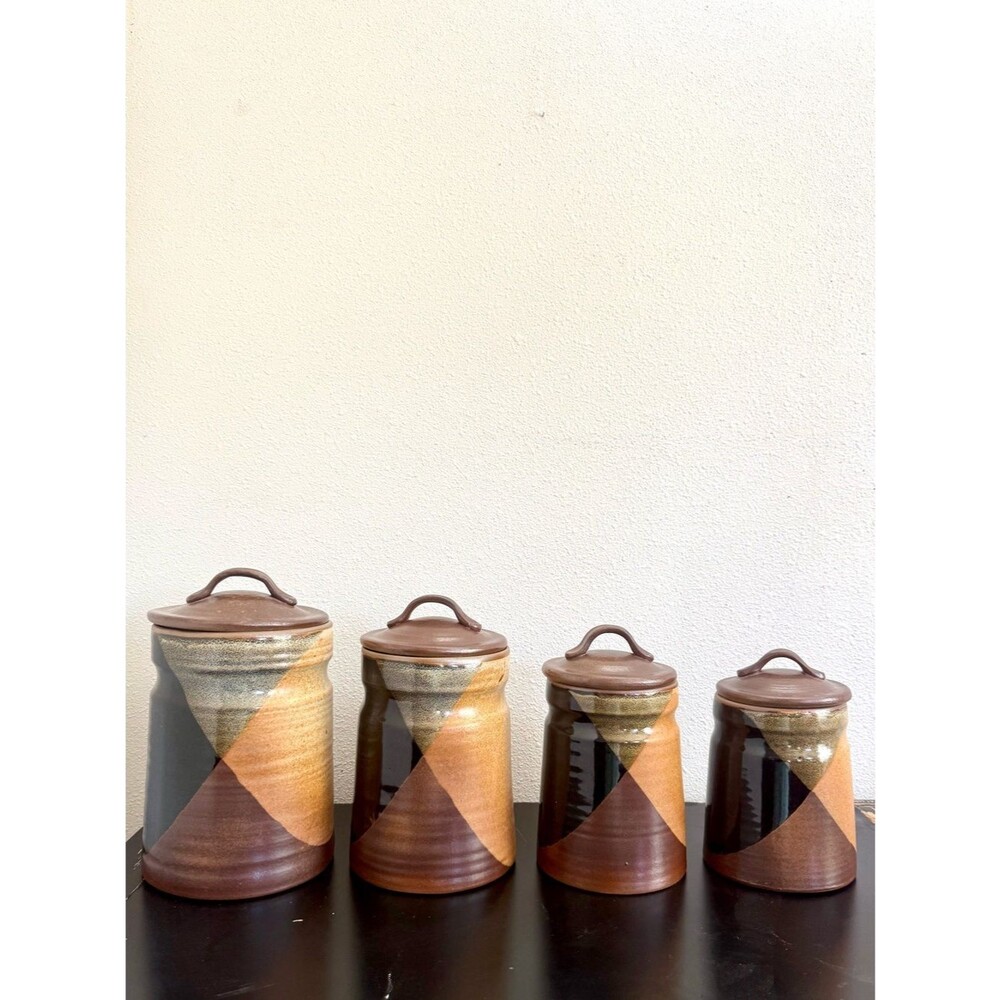 Pottery Craft USA Canisters Robert Maxwell Geometric # 506 507 508 519 Set of 4